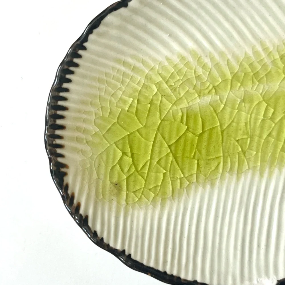 Crate & Barrel glass leaf ceramic jewelry plate